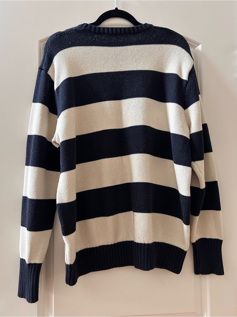 Brandy Melville Brianna Sweater. 100% Cotton Cream and Navy Striped Crewneck. OS - Picture 3 of 8